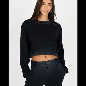 Cotton Citizen Black Long Sleeve Crop Top tee